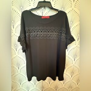 Scarlett Black Flutter Sleeve Boxy T-Shirt plus size 2X NWT